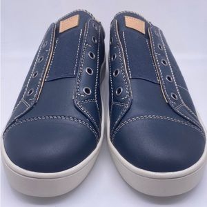 Spenco Malibu Lux Leather Slip On Sneaker Ink Blue Size 8.5 Wide Comfort Shoe